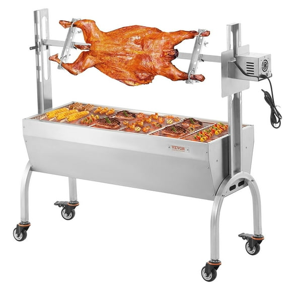 STAWAY 52W Electric Rotisserie Grill - Heavy Duty Roaster for Pig, Lamb, Chicken - 198 lbs Capacity, Stainless Steel, Adjustable Heights, Automatic Motor for Backyard BBQs & Camping