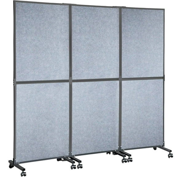 STAWAY Acoustic Room Divider - 72" x 66" Office Partition Panels - Light Gray Sound-Absorbing Dividers with Lockable Wheels for Home, Office, Library & School