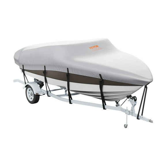 STAWAY Boat Cover for 17'-19' V-Hull, Tri-Hull & Runabout - Waterproof 600D Marine Grade with Motor Cover & Adjustable Straps - Durable UV Resistant Trailerable Protection in Grey