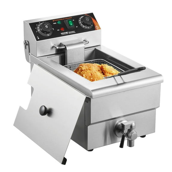 STAWAY Commercial Electric Deep Fryer - 1500W Countertop Fryer with 11.6Qt Capacity, Fast Heating, Adjustable Temp, Timer, Easy Clean Design for Restaurants & Parties