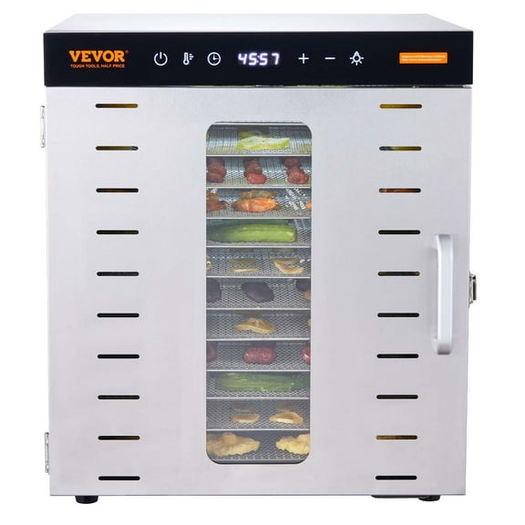 STAWAY Food Dehydrator - 10 Stainless Steel Trays, 1000W Electric Dryer for Jerky, Fruits & Veggies, Adjustable Timer & Temp, 360 Hot Air Circulation, Healthy Snack Maker