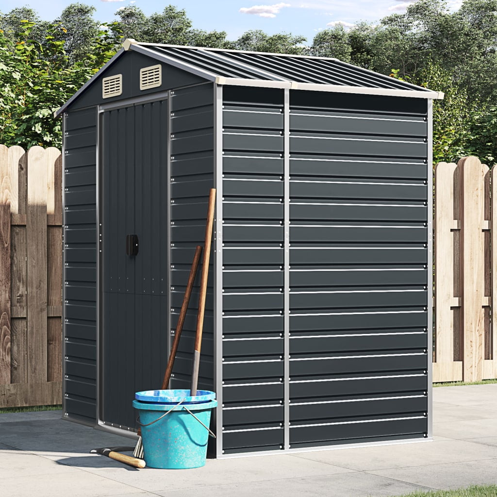 STAWAY Garden Shed - Anthracite Galvanized Steel, 75.2 x 51.2 x 78.0 in ...
