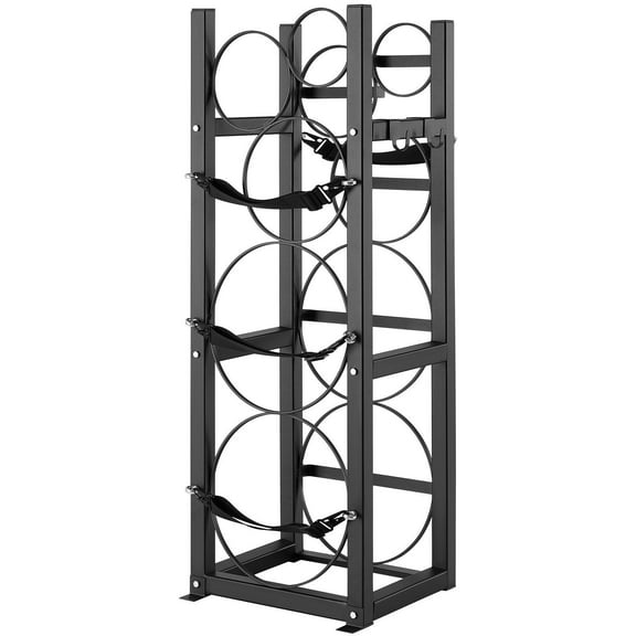 STAWAY Heavy Duty Refrigerant Tank Rack - Secure Carbon Steel Holder for 2 x 30lbs Cylinders & 3 Small Bottles - Durable, Easy Installation & Transport