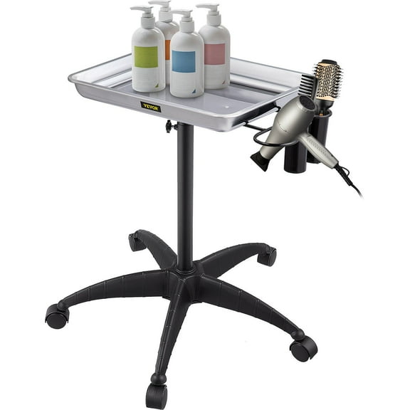 STAWAY Height Adjustable Mayo Stand, Stainless Steel with Rolling Casters, 2 Tool Cups & Metal Ring, 21.66 in x 19.89 in