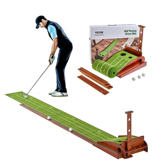 STAWAY Indoor Golf Putting Mat - 2 Hole Putting Green with Automatic Ball Return, Easy Assembly & Storage, Perfect for Home & Office Training