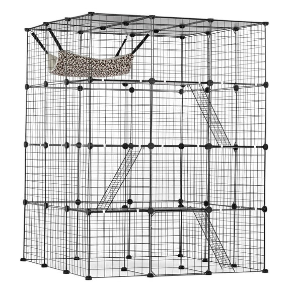 STAWAY Large Cat Cage - 4-Tier Metal Enclosure with Hammock, Spacious Indoor/Outdoor Villa, Sturdy & Secure Design, Easy Assembly for Cats & Small Pets