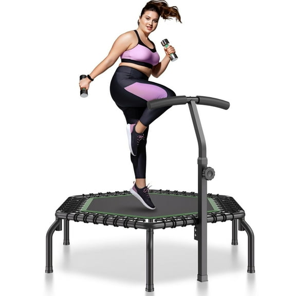 STAWAY Mini Fitness Trampoline for Adults - Indoor Rebounder with Adjustable Handle, 450 LBS Capacity, Space-Saving Design for Home Workouts