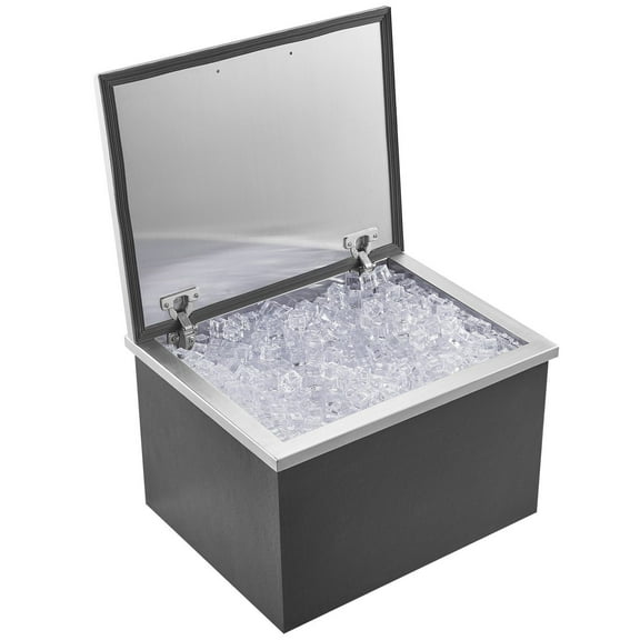 STAWAY Stainless Steel Ice Chest - 40 Qt Commercial Ice Bin with Hinged Cover, Non-Electric Insulation, Perfect for Outdoor Kitchen & Ice Bar