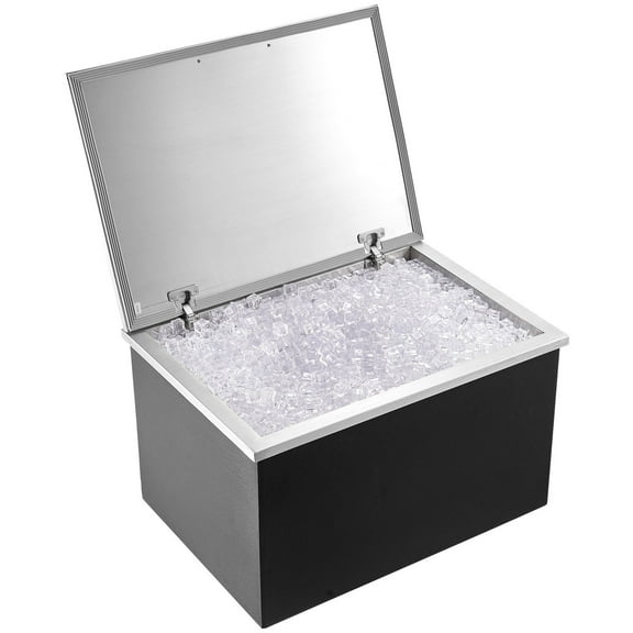 STAWAY Stainless Steel Ice Chest - 40 Qt Commercial Ice Bin with Hinged Cover, Non-Electric Insulation, Perfect for Outdoor Kitchen & Ice Bar