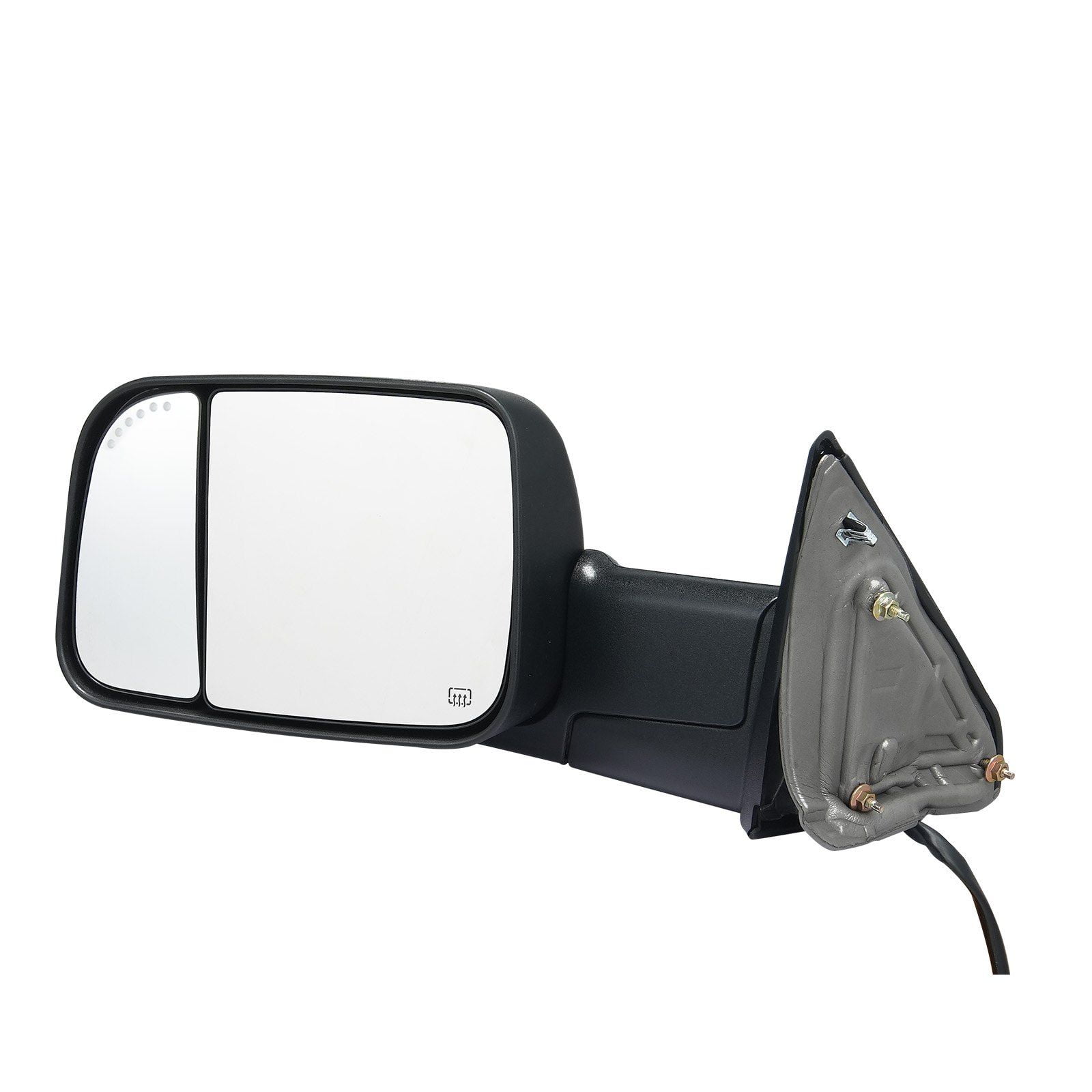 Siziom Power Heated Towing Mirrors With Turn Signal For Dodge Ram 1500/2500/3500 (2009-2024 Classic) - Smoke Lens, Manual Flip-Up