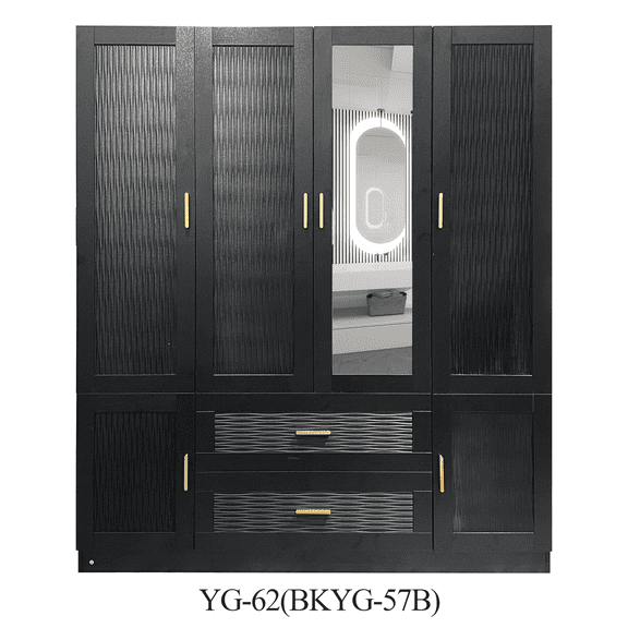 STAWAY Wooden Armoire Wardrobe Closet - Elegant Black 3 Doors, 4 Drawers, Large Capacity Clothes Storage Cabinet for Bedroom - Easy Assembly, 47.24" W x 19.69" D x 70.87" H