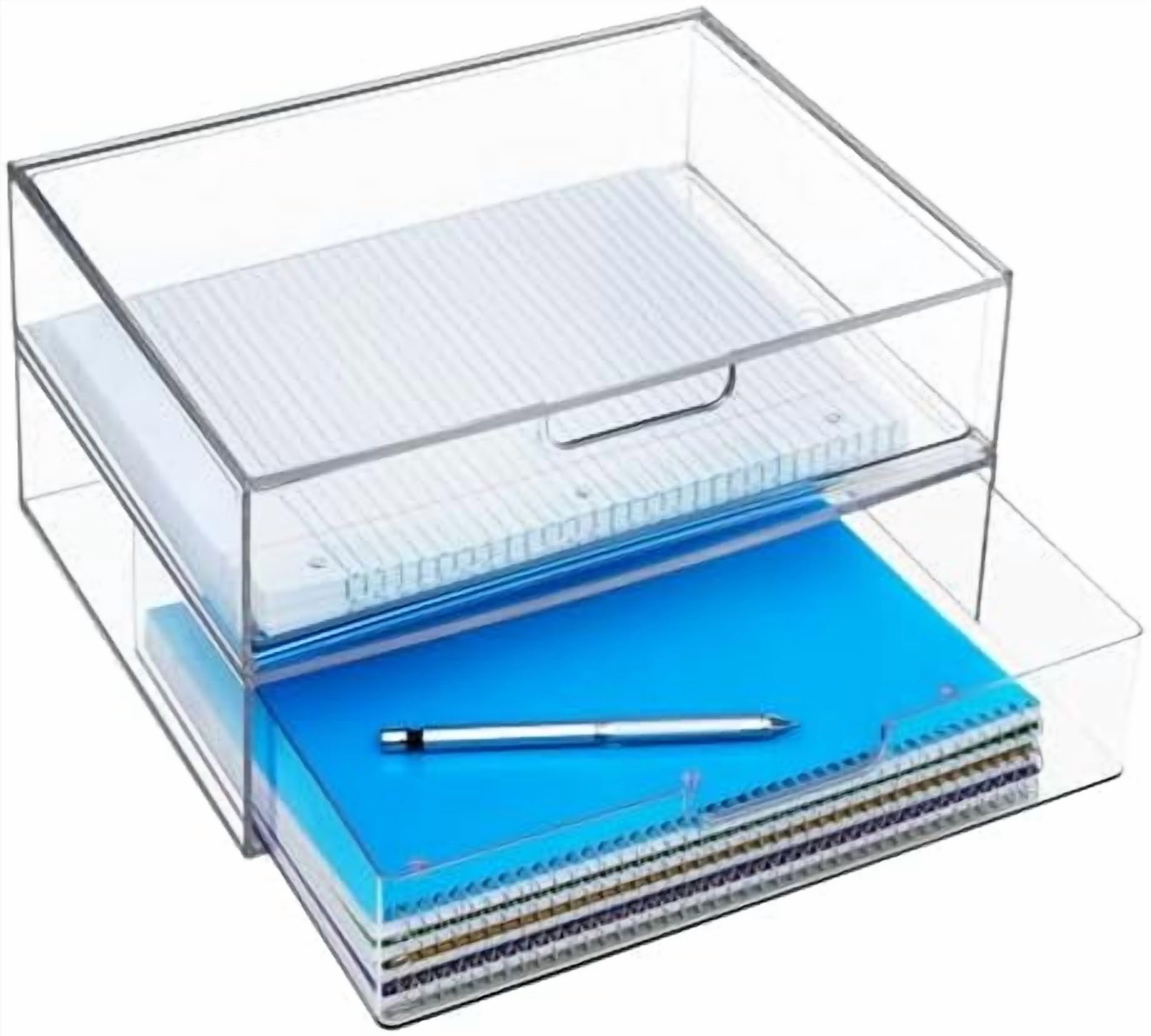STAX Plastic Stackable Organizer Drawers (Set of 2) Clear | 12.5" Wide ...