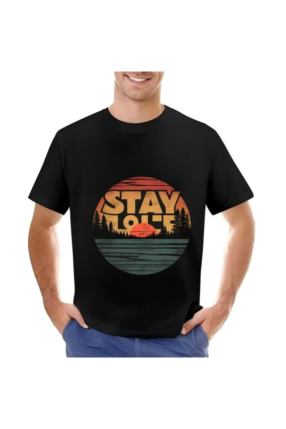 STAY LOFT Bold Typography Graphic Cotton Short Sleeve Tee for Men Unisex T-Shirt up to size 5XL