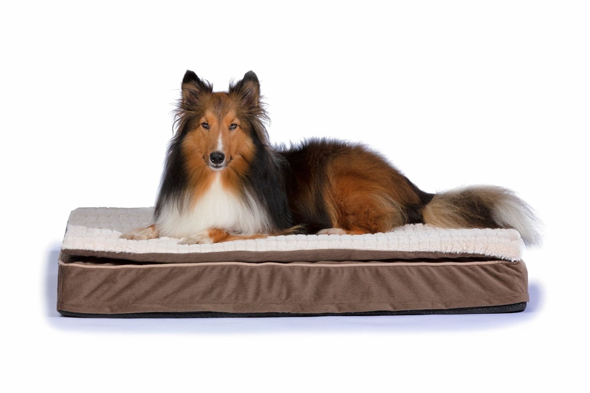 STAY Memory Foam PillowTop Pet Bed, Brown, MediumLarge, 27” x 36” x 5