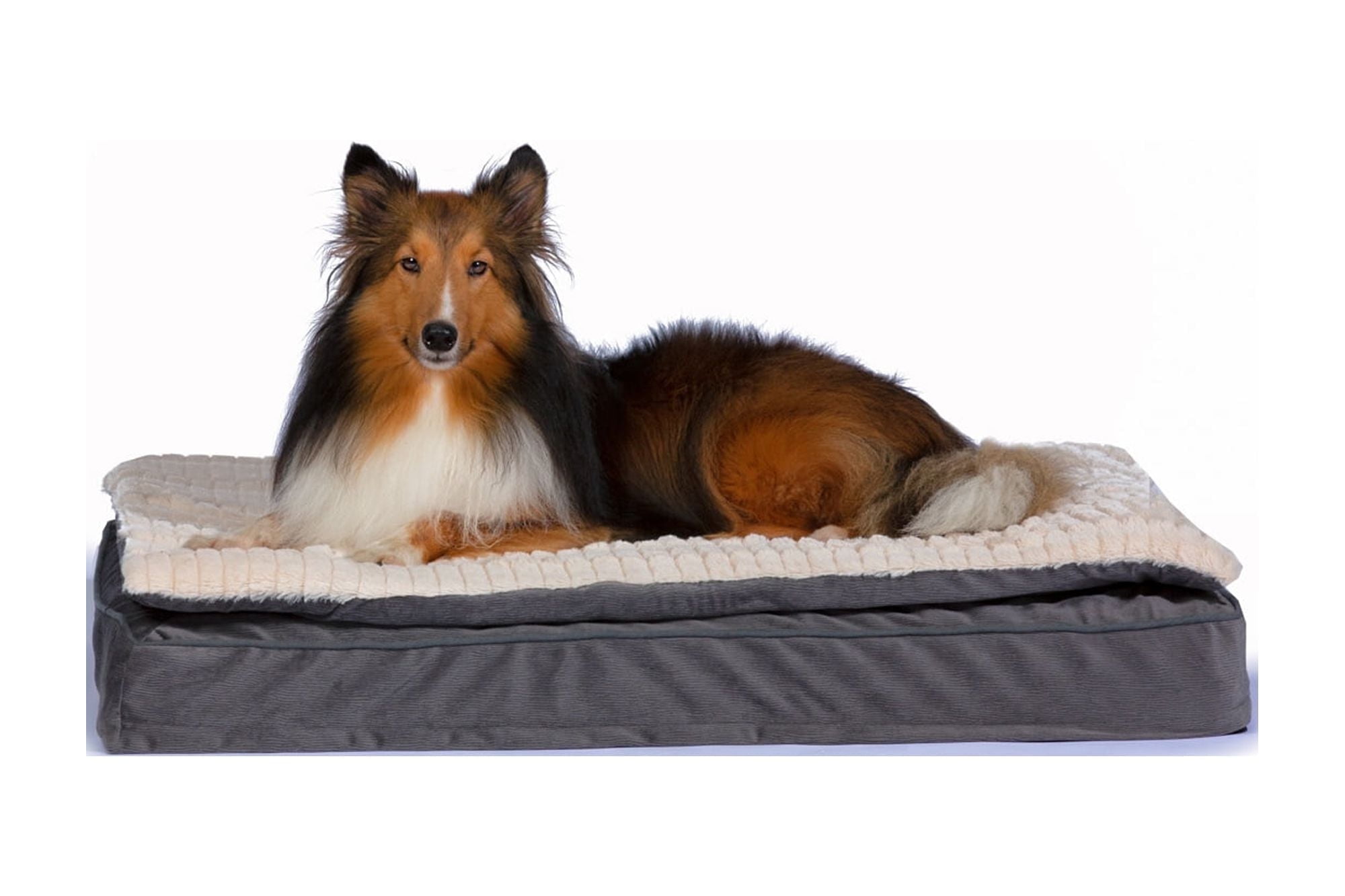 STAY Memory Foam PillowTop Pet Bed, Grey, MediumLarge, 27” x 36” x 5