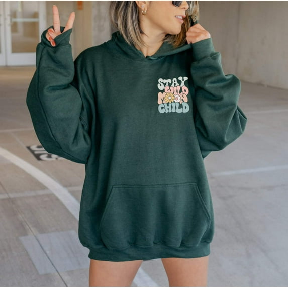 STAY WILD MOON CHILD Graphic Unisex Fleece Hooded Sweatshirt