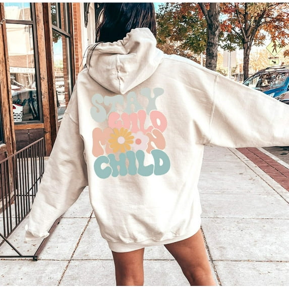 STAY WILD MOON CHILD Graphic Unisex Fleece Hooded Sweatshirt