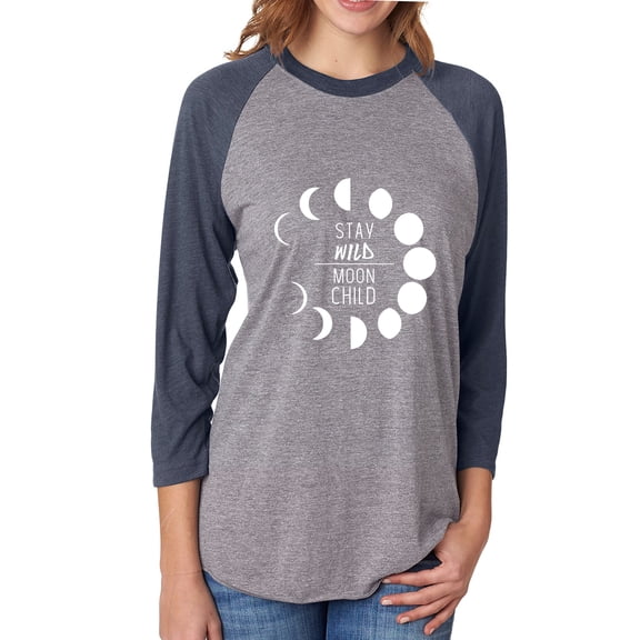 STAY WILD MOON CHILD Unisex 3/4 Sleeve Baseball Raglan Tee