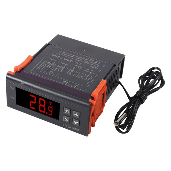 STC-1000 10A DC 24V Digital Thermostat Controller with Dual Relays and NTC Sensor Probe