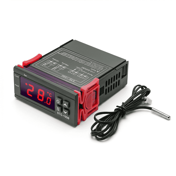 STC-1000 Digital Thermostat 24V 10A Dual Relay Heating Cooling Temp Controller with Waterproof NTC Probe, -50℃~99℃