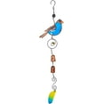 thumbnail image 1 of STC World Bird Wind Chime Charm Colorful Stained Glass Copper Metal Finish Garden Yard Lawn Outdoor 30" L (Blue), 1 of 6