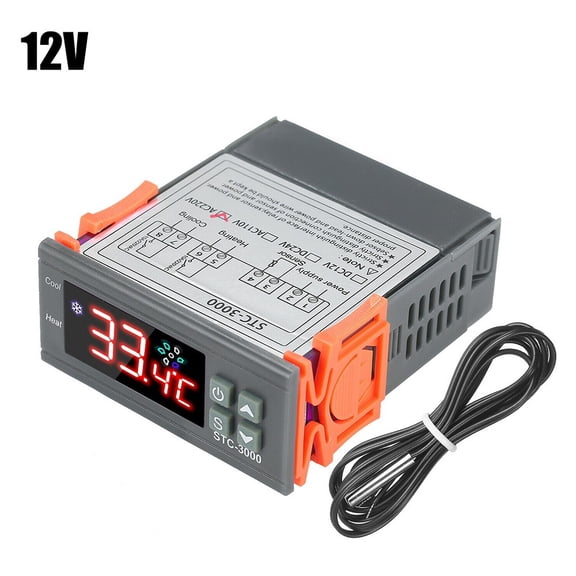 STC3000 Digital Temperature Controller with Probe Sensor for Precise Temperature Regulation in Cooling and Heating Systems with Alarm Function (12V )