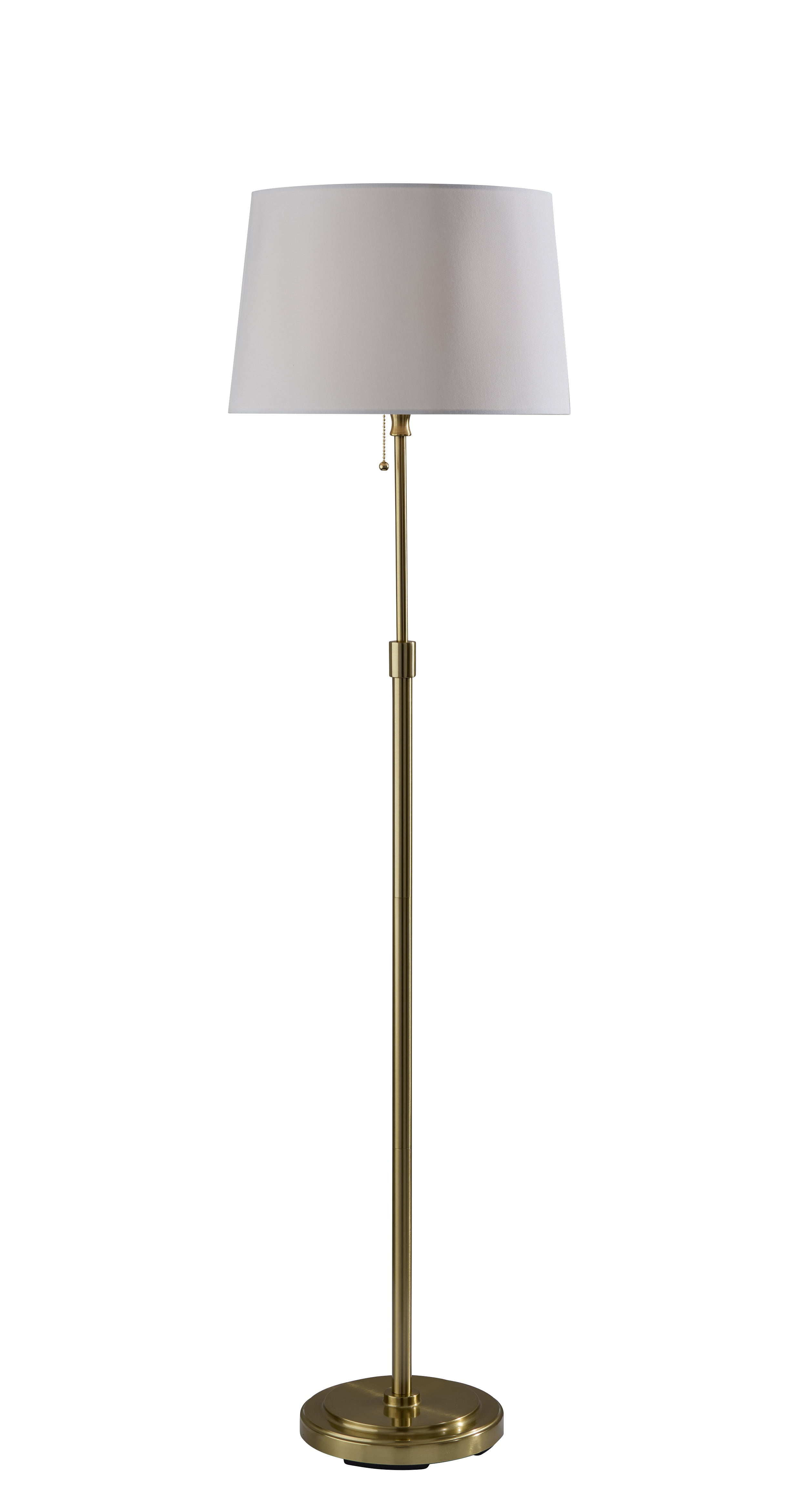 Mainstays 59.5" Gold Stick Floor Lamp with White Fabric Shade