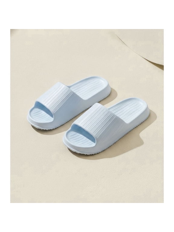 Solid Color One Strap EVA Couple Slippers, Non Slip Breathable Soft Comfort Indoor House Slides for Men & Women