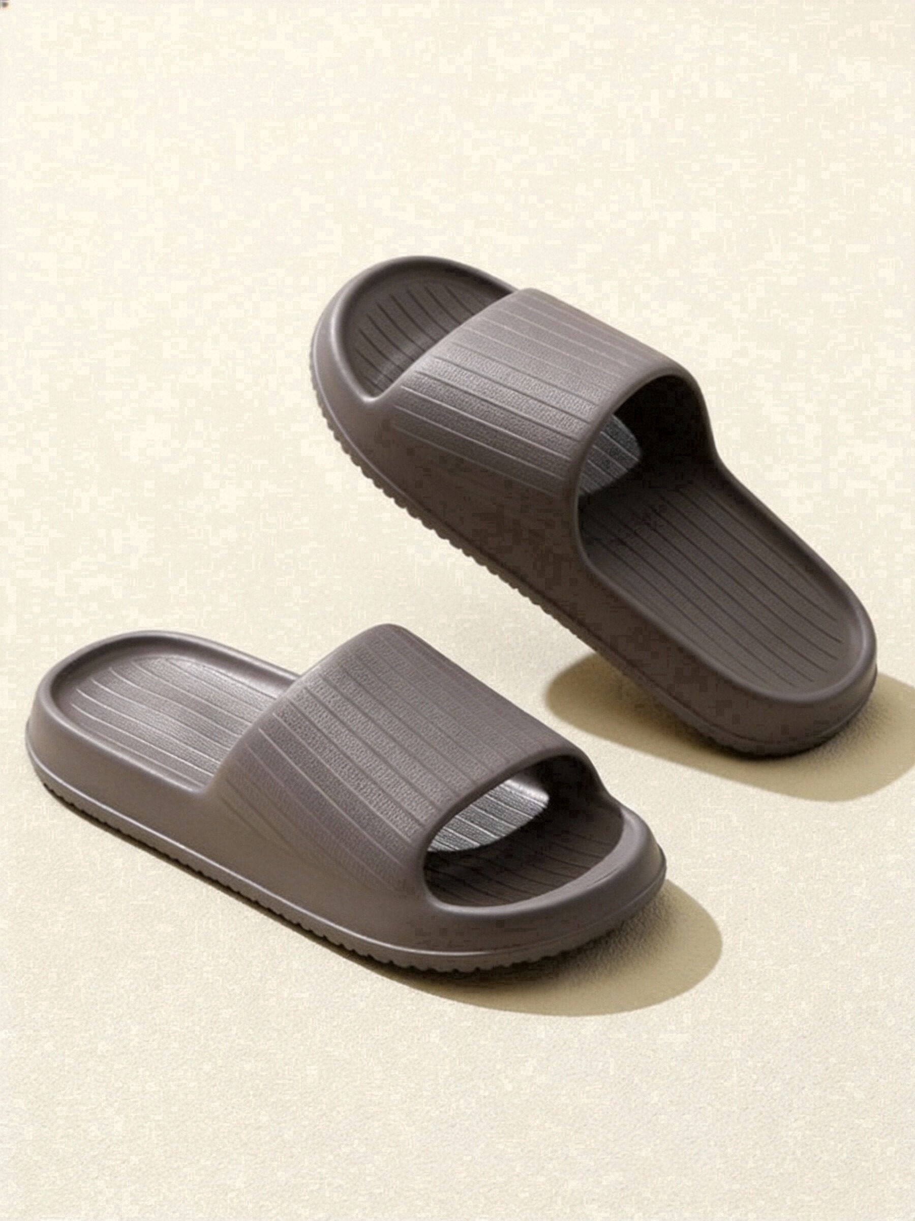 STCYLZFU Solid Color One Strap EVA Couple Slippers, Non Slip Breathable Soft Comfort Indoor House Slides for Men & Women