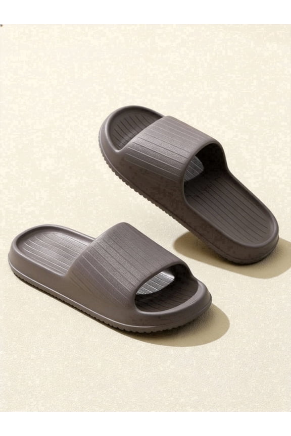 Solid Color One Strap EVA Couple Slippers, Non Slip Breathable Soft Comfort Indoor House Slides for Men & Women