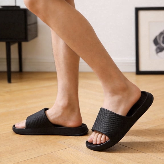STCYLZFU Solid Color EVA Couple Slippers, Soft One Strap Indoor Slides, Non Slip Breathable Comfort House Shoes for Men Women
