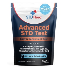 STD Hero Advanced STD Test Kit At Home Screening for Women & Men Private Home Use Kit for Accurate Testing Including MGen Easy Sample Collection & Fast Lab Results Discreet Delivery
