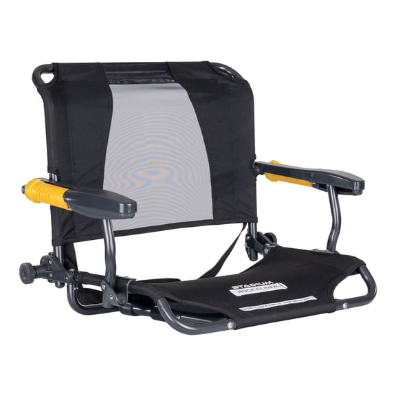 GCI Outdoor Stadium Rock-Cliner Black Rocking Stadium Seat for Bleachers with Back Support And Armrests