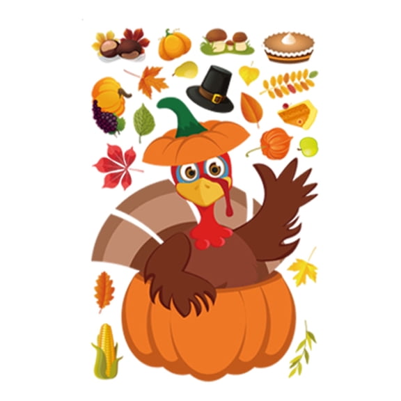 STEADY Thanksgiving Window Clings Fall Leaves Window Stickers Decorations, Turkey Acorns Owl Squirrel Maple Autumn Window Cling