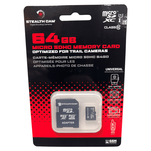 STEALTH CAM SD Card - High-Speed Data Transferring Storage Game Trail Hunting Scouting Photo Video Recording Cameras, SDHC SDXC 64GB MicroSD Memory Card