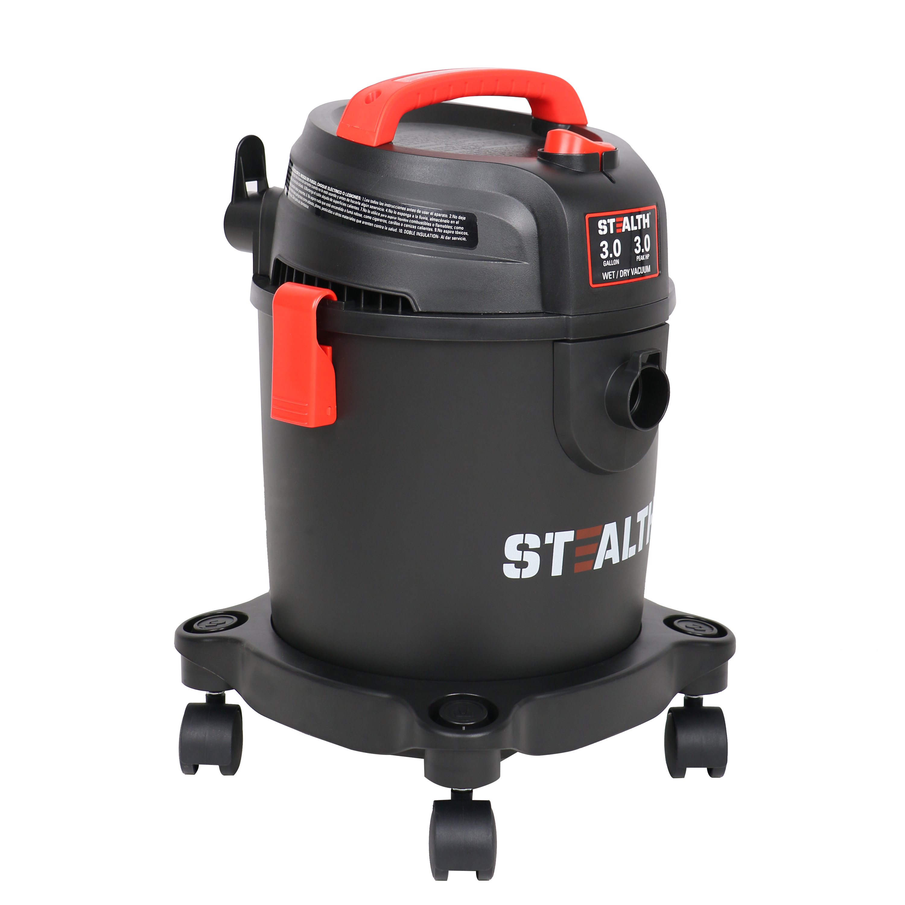 STEALTH 3 Gallon 3 Peak Horsepower Wet Dry Vacuum (AT18202P-3B) with Swiveling Casters - image 1 of 5