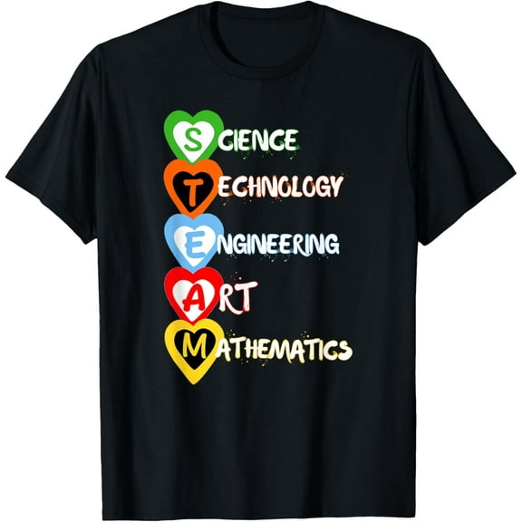 STEAM Colorful Technical Sciences and Creativity Shirt T-Shirt men and women can wear, black, white, gifts