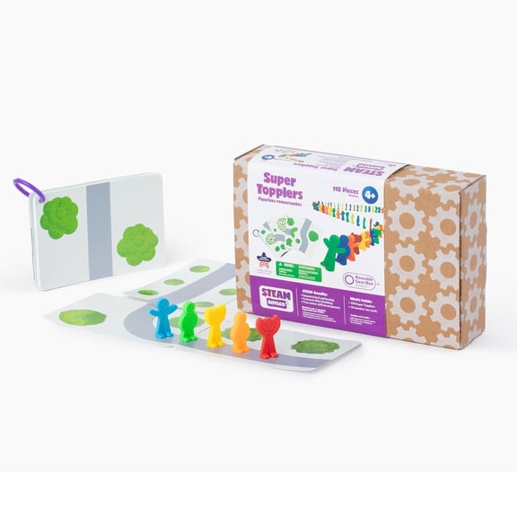 Roylco STEAM Super Topplers Domino Run Cards - 24 Engineering Challenge Cards for Kids STEM Learning, Building Creativity, Problem Solving & Chain Reaction Games Ages 5+