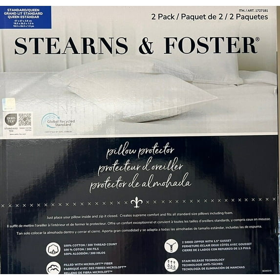 STEARNS & FOSTER Pillow Protector 2 Pack Standard / Queen Size