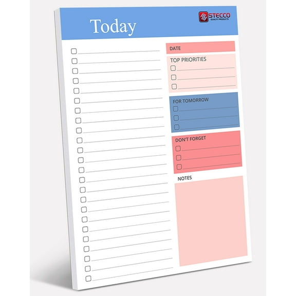 "STECCO To-Do List Notepad with Wish List, Priorities List & Large Notepad, 10"" x 7"", 50 Sheets"