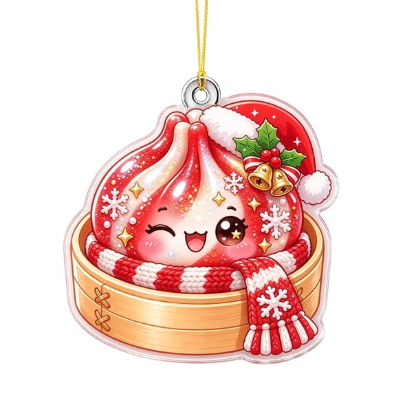 Library Cartoon Inage STEDY Steamer Christmas Ornament Cartoon Dumpling Acrylic, Style B (Red ...