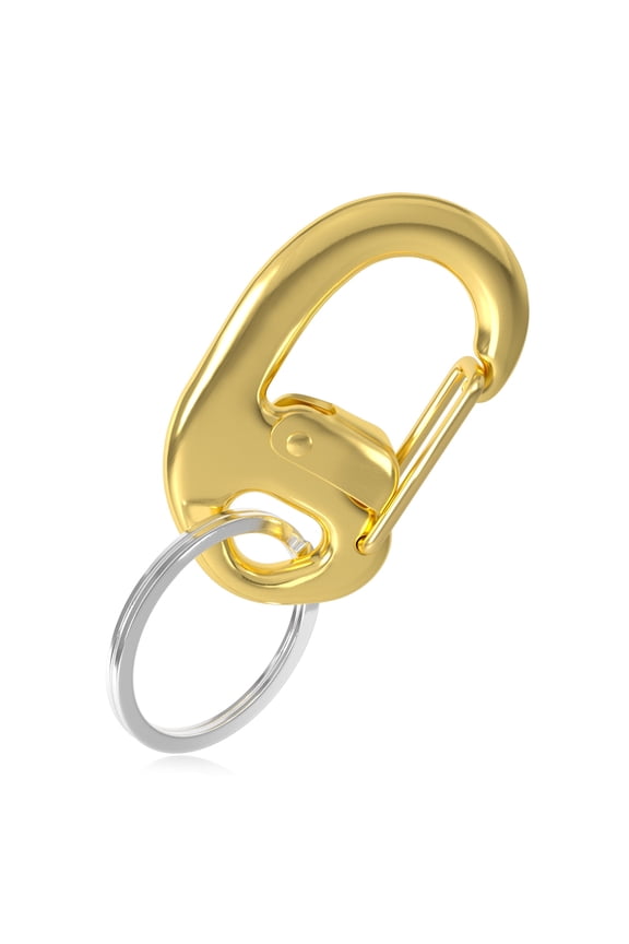 Fliplock Stainless Steel Locking Carabiner - Keychain Carabiner with Locking Gate - Carabiner Clip for Keys, Camping Accessories & More – PVD Gold / 1.75"