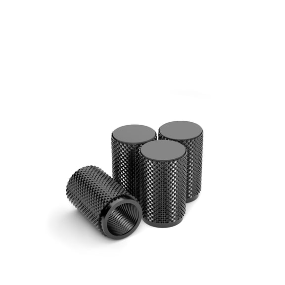 STEEL HAWK Precision CNC Machined Stainless Steel Extended Knurled Tire Air Valve Caps 4 packs-PVD
