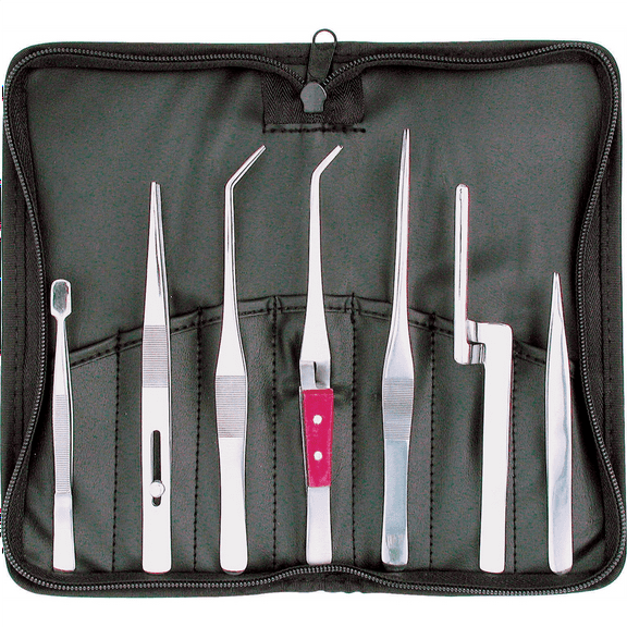 Steelman 5600 Steelman 7-Piece Tweezer Set in Black Vinyl Pouch