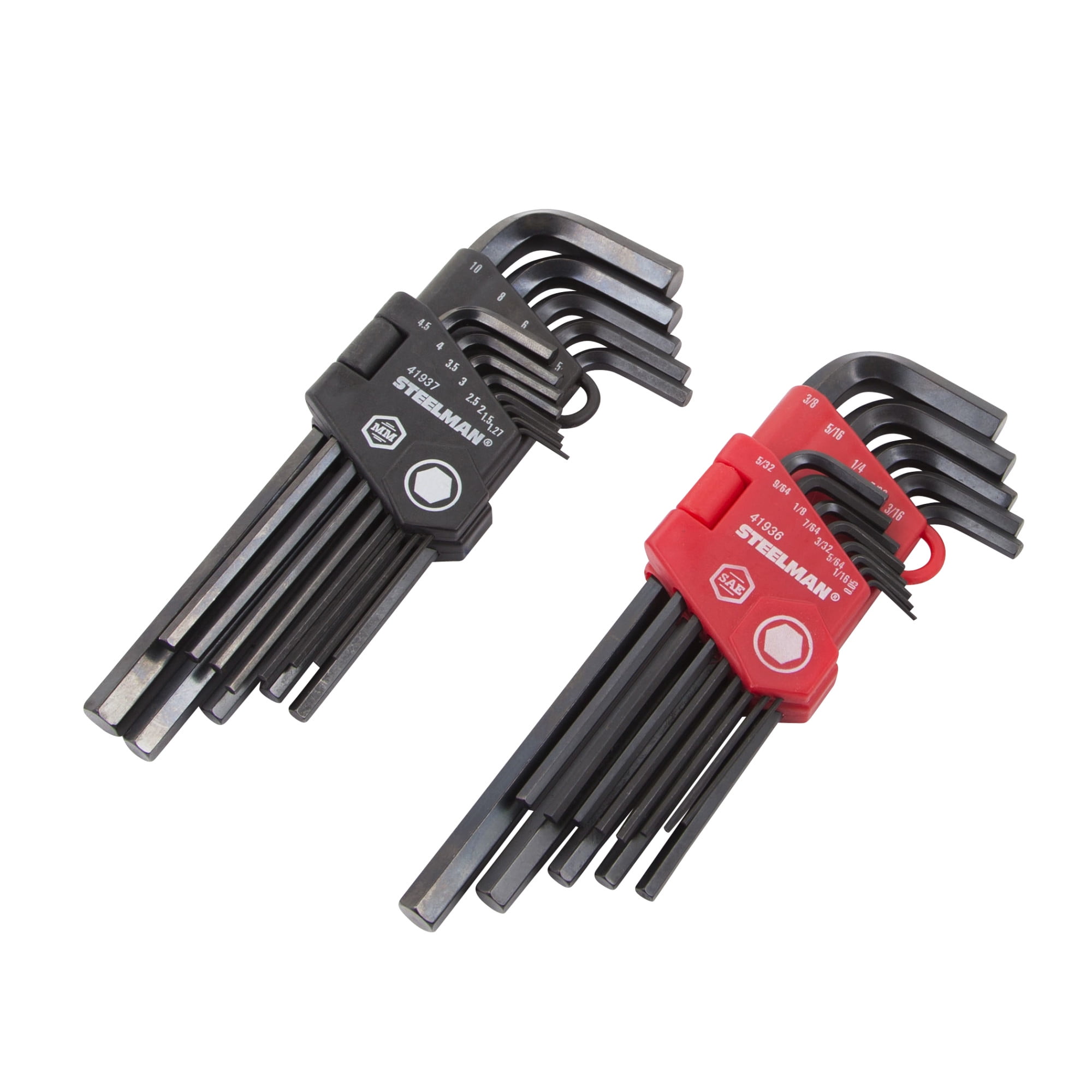 STEELMAN 41935 26-Piece Long Arm Hex Key Wrench Set, Inch/Metric (SAE/MM)