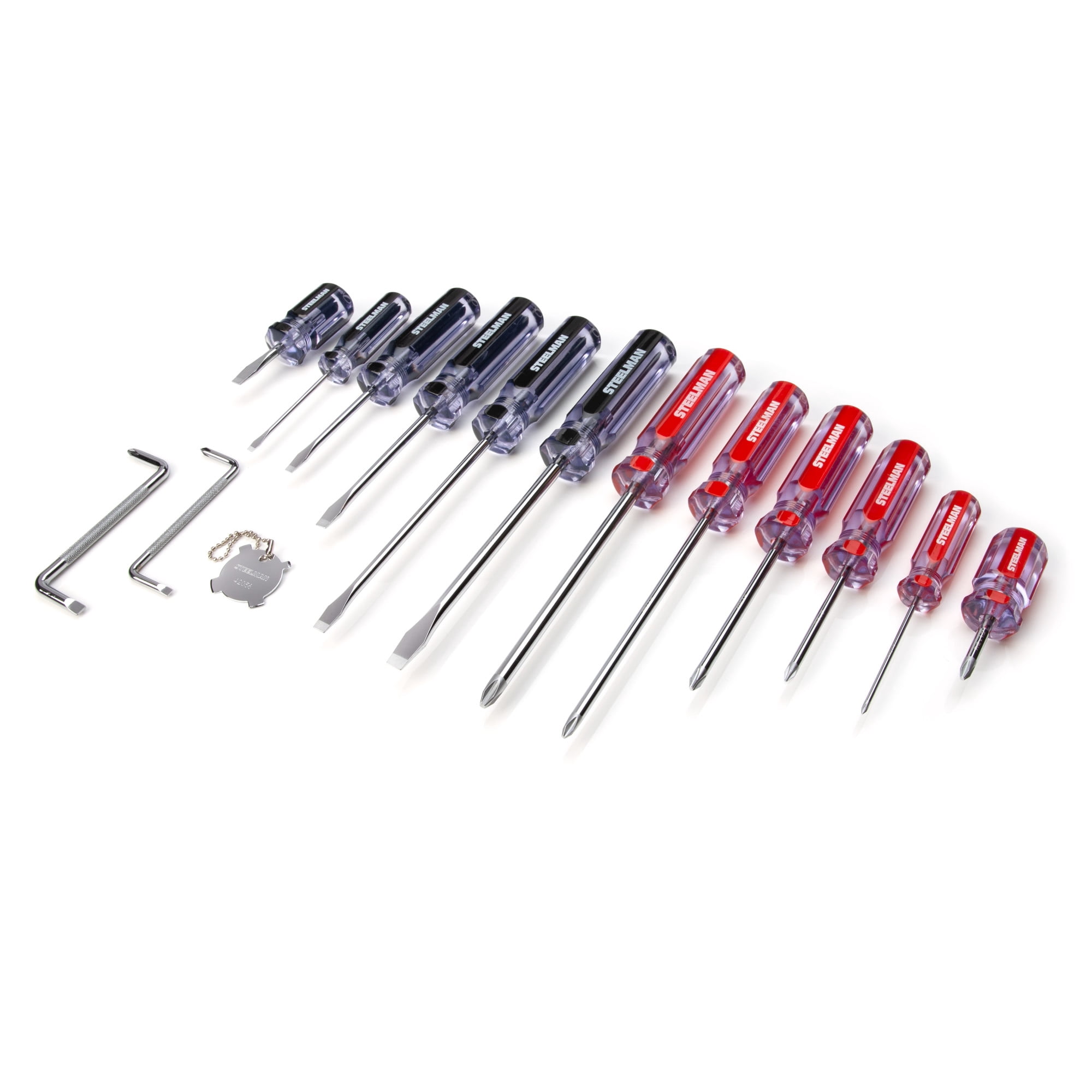STEELMAN 42051 16-Piece Clear Handle Slotted and Phillips Head Screwdriver Set