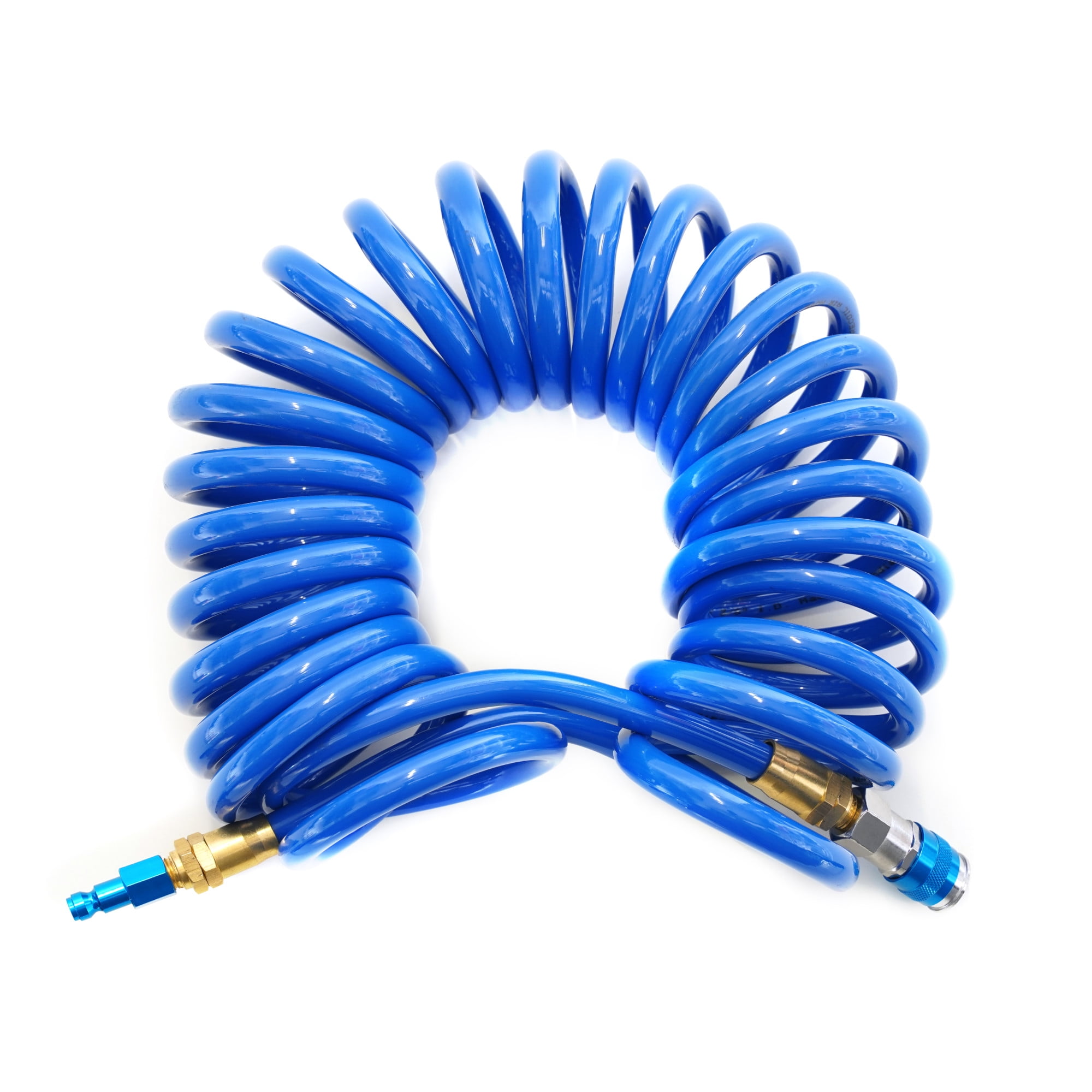 STEELMAN 50041-WMQ-IND 25-Foot Coiled 3/8-Inch ID Air Hose with Reusable 1/4-Inch NPT Brass and Quick Connect Fittings