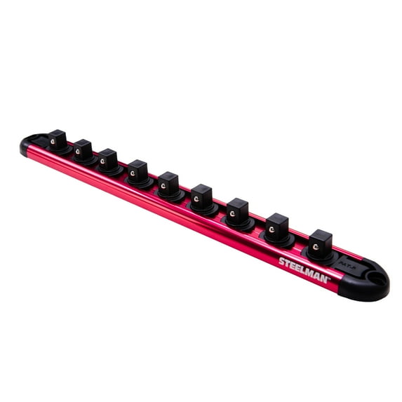 STEELMAN 60731 3/8-Inch Drive 9-Socket Magentic Aluminum Storage Rail