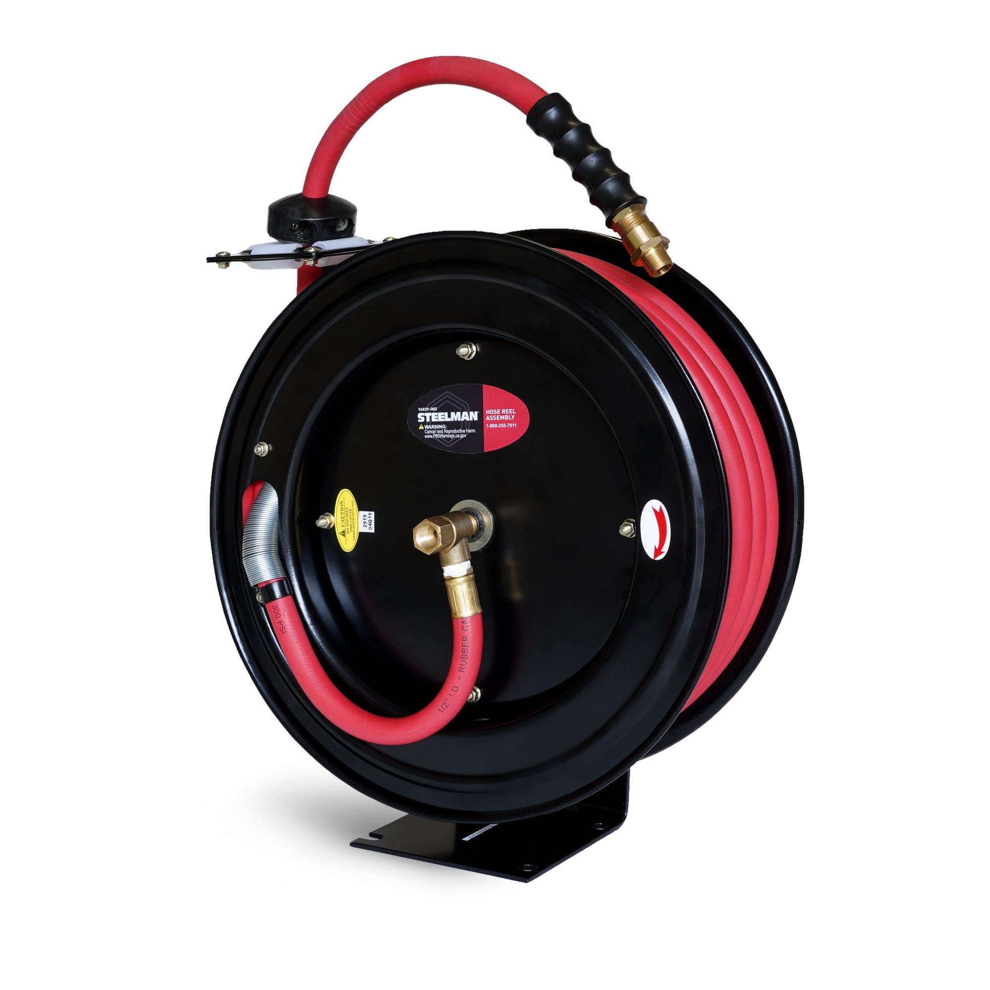 STEELMAN 96839-IND Enclosed Spring Pneumatic Hose Reel with 50-Foot 1/2-Inch ID Hose
