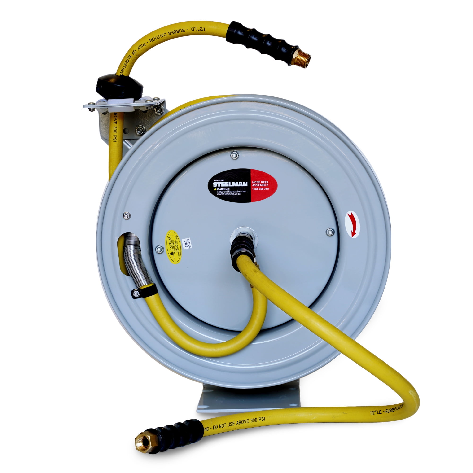 STEELMAN 96840-IND Enclosed Spring Garden Center Water / Pneumatic Hose Reel with 50-Foot 1/2-Inch ID Hose